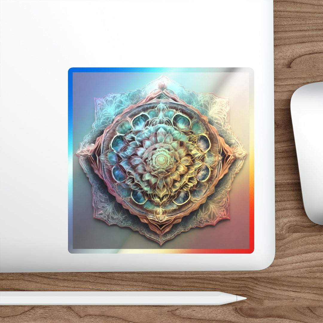 Ethereal Floral Mandala - Holographic Die-Cut Sticker - Paper products - g(0D·IO) - 5" × 5" - Die-Cut - Holographic