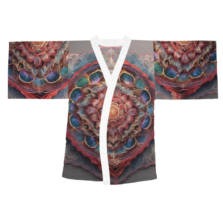 Ethereal Floral Mandala - Long Sleeve Kimono Robe - All Over Prints - g(0D·IO) - XS - White -