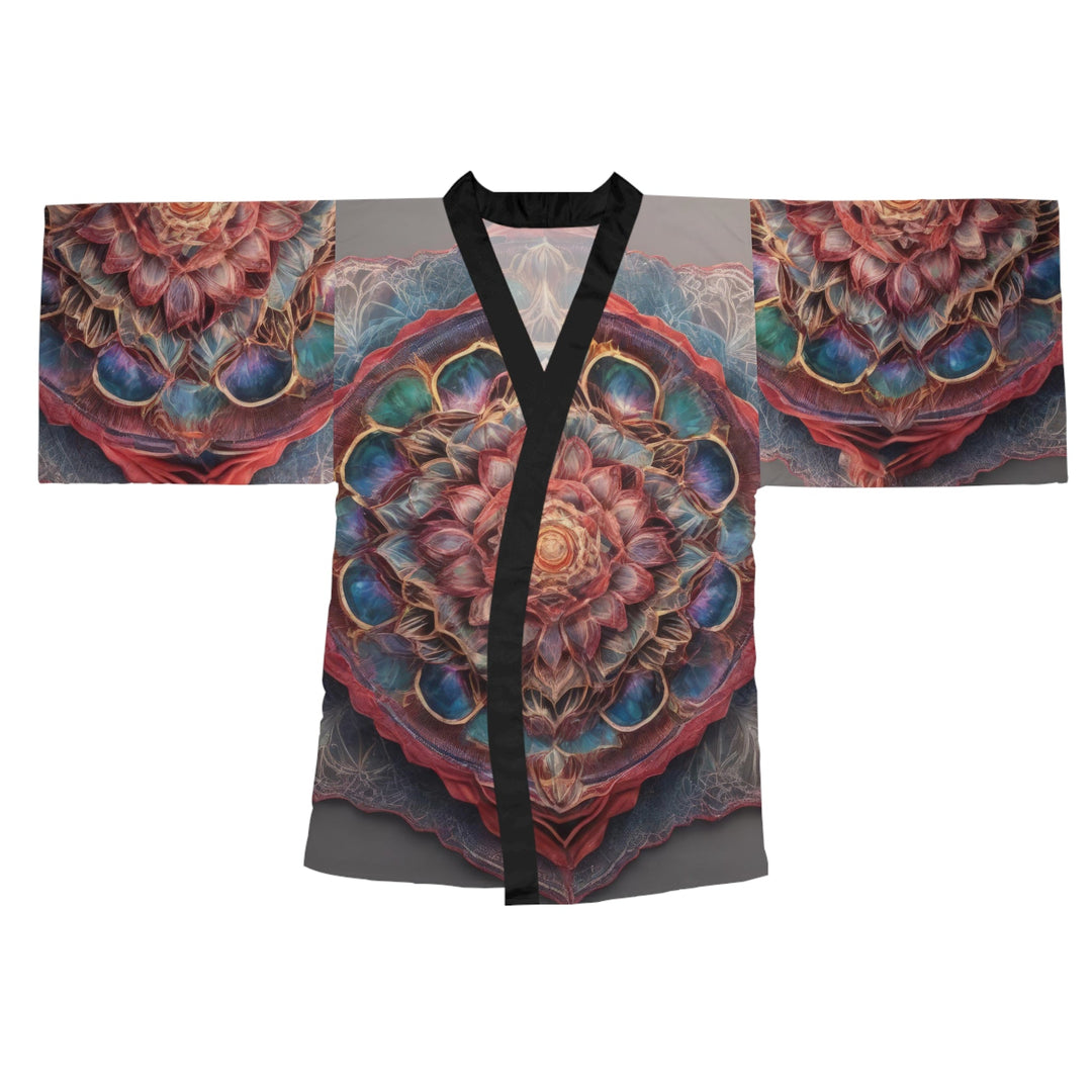 Ethereal Floral Mandala - Long Sleeve Kimono Robe - All Over Prints - g(0D·IO) - XS - Black -