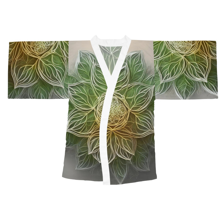 Ethereal Floral Mandala - Long Sleeve Kimono Robe - All Over Prints - g(0D·IO) - XS - White -