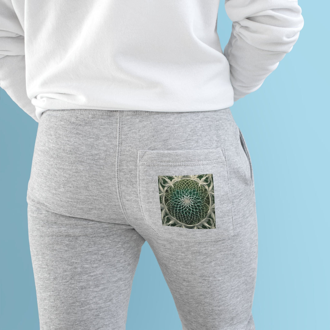 Ethereal Floral Mandala - Premium Fleece Joggers - Trousers - g(0D·IO) - Charcoal Heather - M -