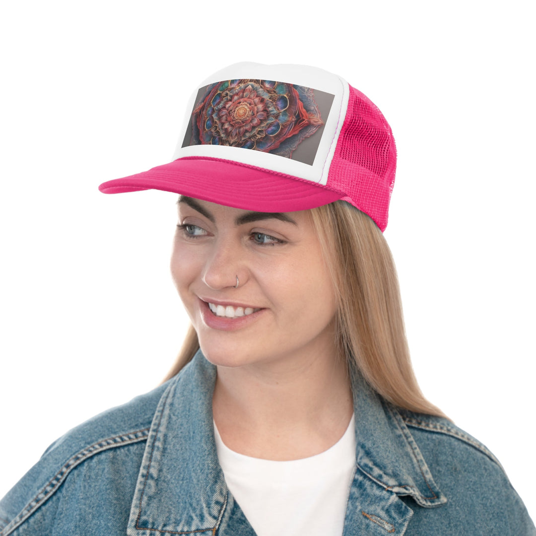 Ethereal Floral Mandala - Trucker Hat - Hats - g(0D·IO) - Pink - One size -