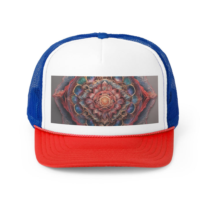 Ethereal Floral Mandala - Trucker Hat - Hats - g(0D·IO) - Blue/Red - One size -