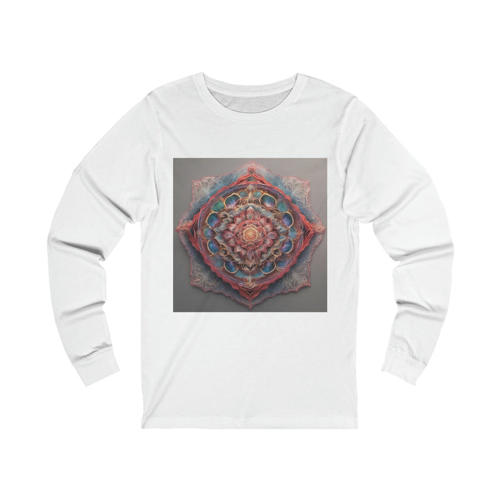 Ethereal Floral Mandala - Unisex Jersey Long Sleeve Tee - Long-sleeve - g(0D·IO) - S - White -