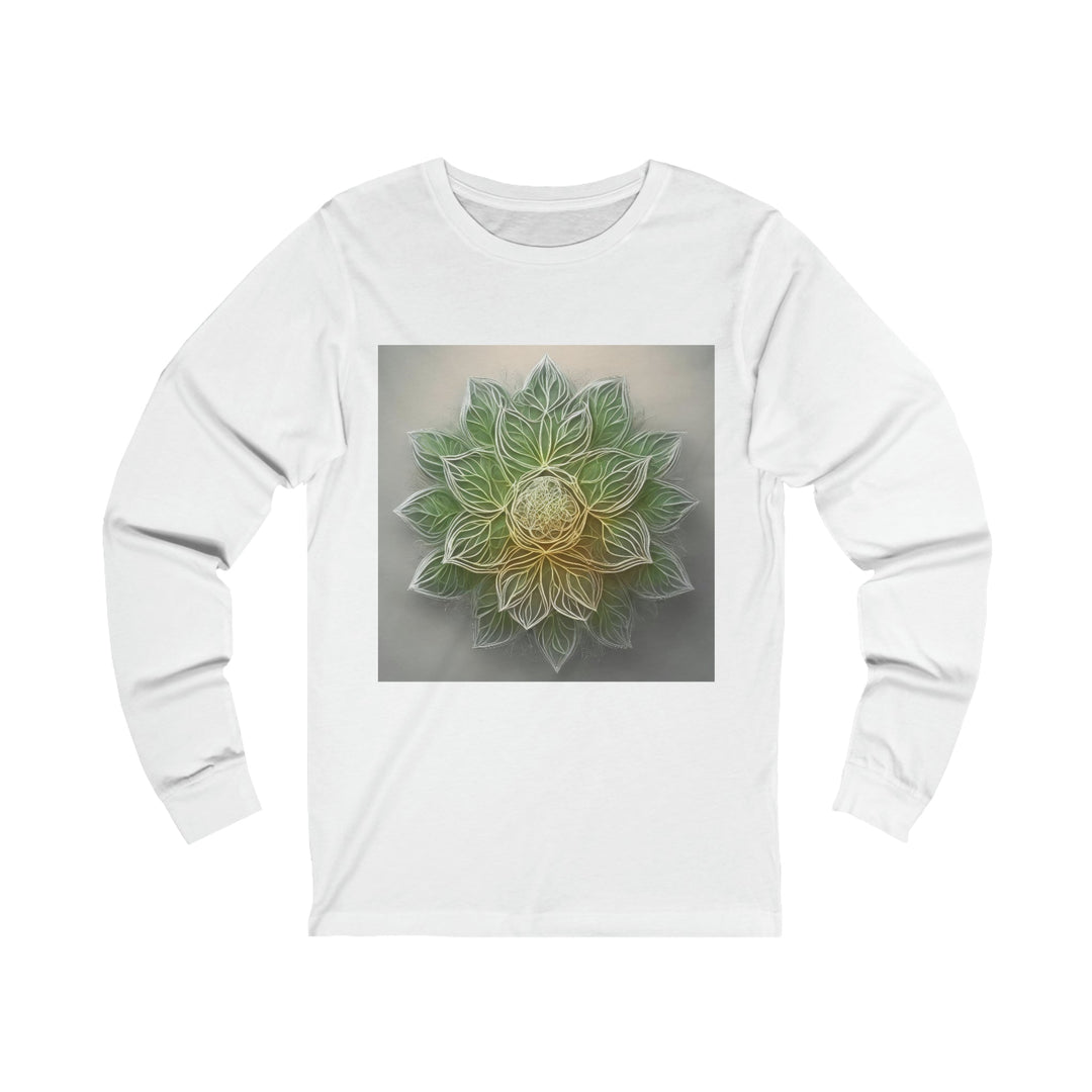 Ethereal Floral Mandala - Unisex Jersey Long Sleeve Tee - Long-sleeve - g(0D·IO) - S - White -