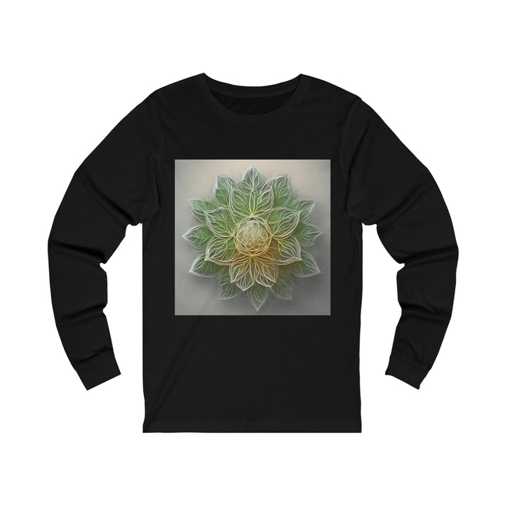 Ethereal Floral Mandala - Unisex Jersey Long Sleeve Tee - Long-sleeve - g(0D·IO) - S - Black -