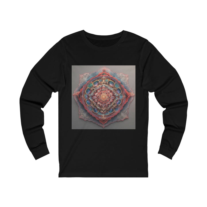 Ethereal Floral Mandala - Unisex Jersey Long Sleeve Tee - Long-sleeve - g(0D·IO) - S - Black -