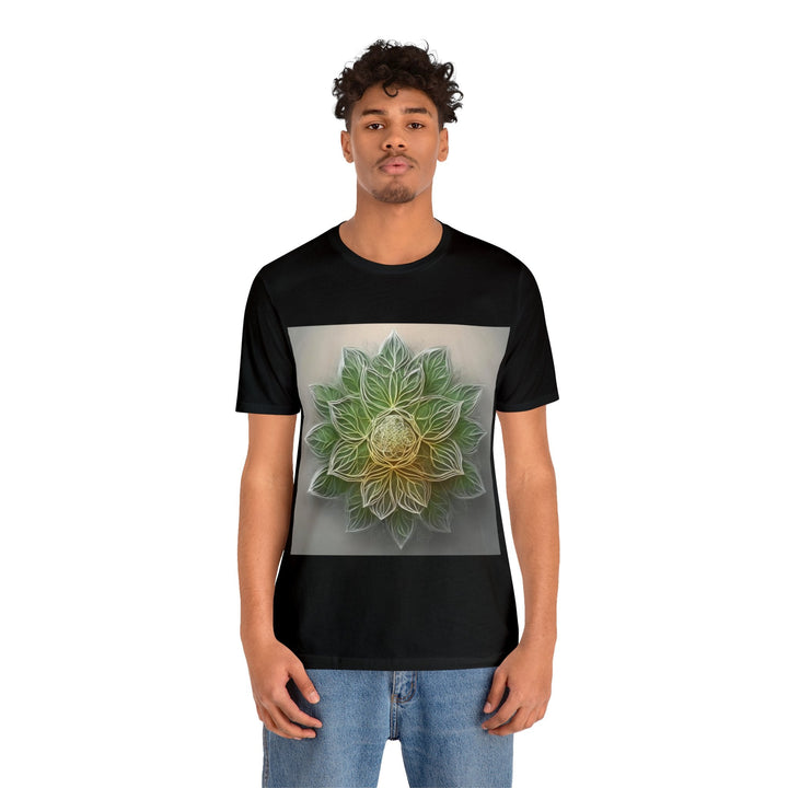 Ethereal Floral Mandala - Unisex Jersey Short Sleeve Tee - T-Shirt - g(0D·IO) - Black - S -