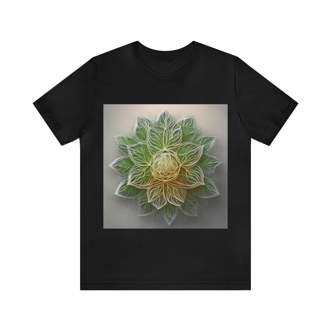 Ethereal Floral Mandala - Unisex Jersey Short Sleeve Tee - T-Shirt - g(0D·IO) - Black - S -