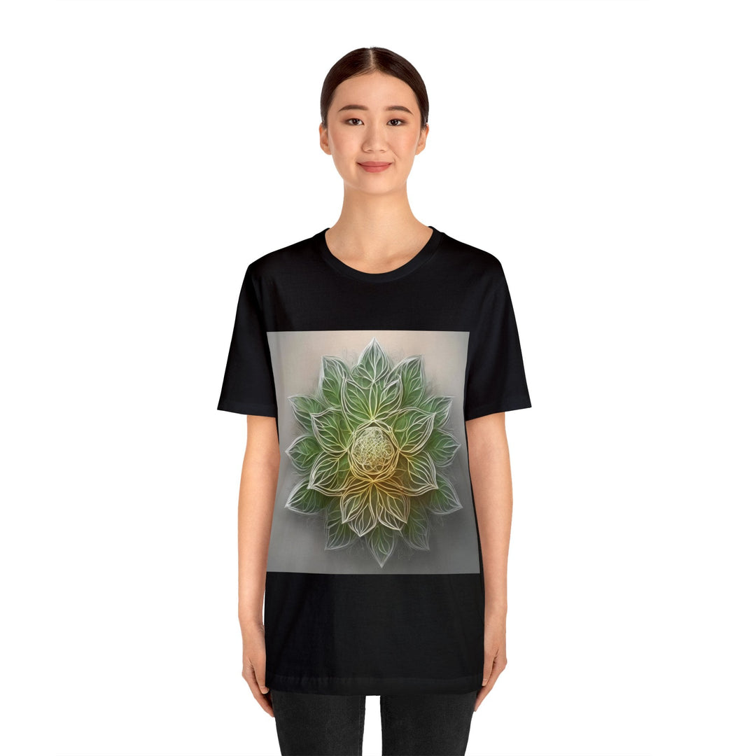 Ethereal Floral Mandala - Unisex Jersey Short Sleeve Tee - T-Shirt - g(0D·IO) - Black - S -