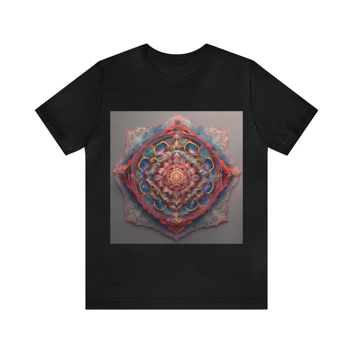 Ethereal Floral Mandala - Unisex Jersey Short Sleeve Tee - T-Shirt - g(0D·IO) - Black - S -