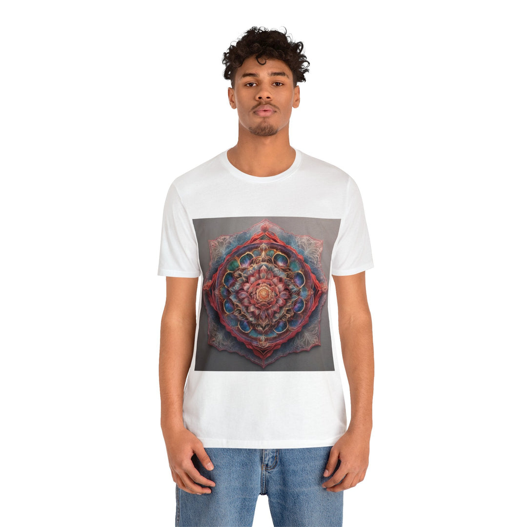 Ethereal Floral Mandala - Unisex Jersey Short Sleeve Tee - T-Shirt - g(0D·IO) - Black - S -