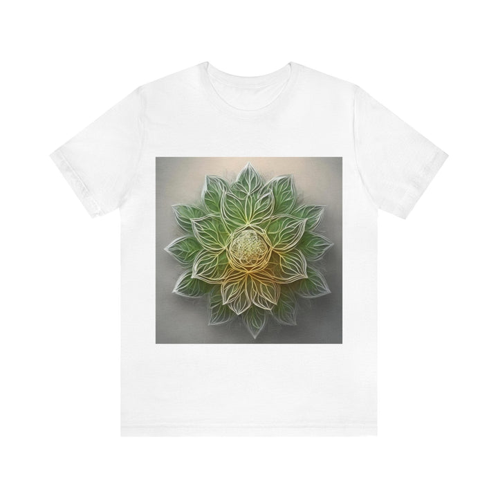 Ethereal Floral Mandala - Unisex Jersey Short Sleeve Tee - T-Shirt - g(0D·IO) - White - S -