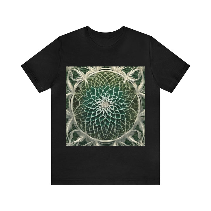 Ethereal Floral Mandala - Unisex Jersey Short Sleeve Tee - T-Shirt - g(0D·IO) - Black - S -