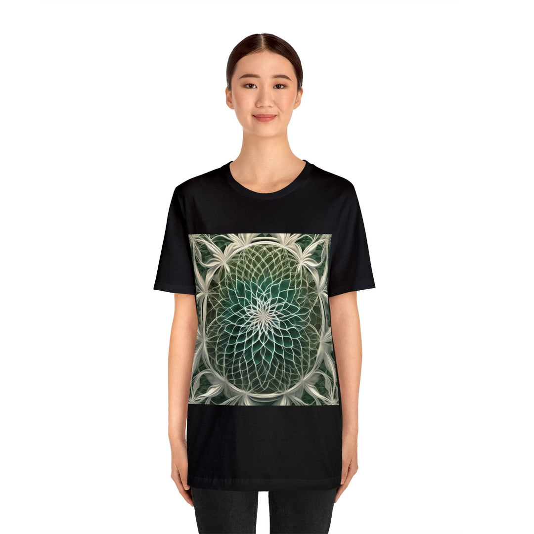 Ethereal Floral Mandala - Unisex Jersey Short Sleeve Tee - T-Shirt - g(0D·IO) - Black - S -