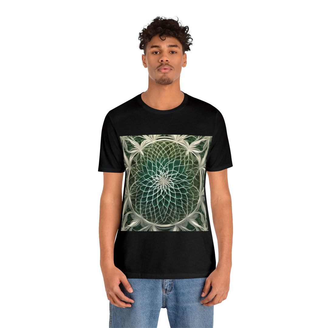 Ethereal Floral Mandala - Unisex Jersey Short Sleeve Tee - T-Shirt - g(0D·IO) - Black - S -