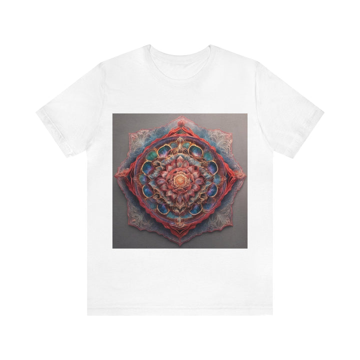 Ethereal Floral Mandala - Unisex Jersey Short Sleeve Tee - T-Shirt - g(0D·IO) - White - S -