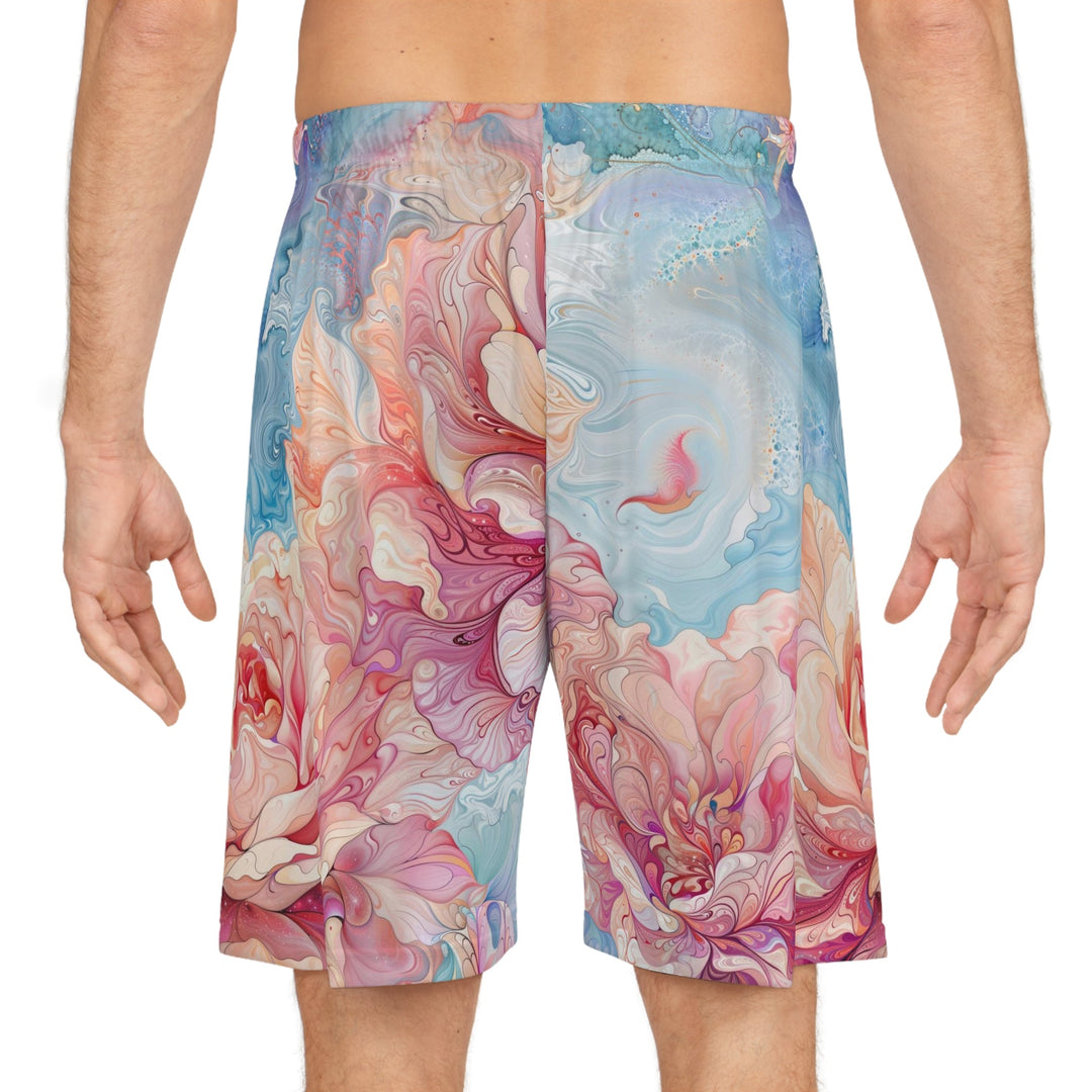 Ethereal Floral Whirl - AOP Basketball Shorts - All Over Prints - g(0D·IO) - Seam thread color automatically matched to design - XS -