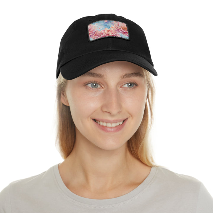 Ethereal Floral Whirl - Dad Hat - Hats - g(0D·IO) - White / Black patch - Rectangle - One size