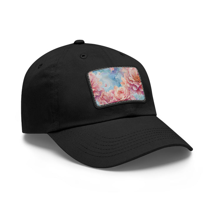 Ethereal Floral Whirl - Dad Hat - Hats - g(0D·IO) - White / Black patch - Rectangle - One size