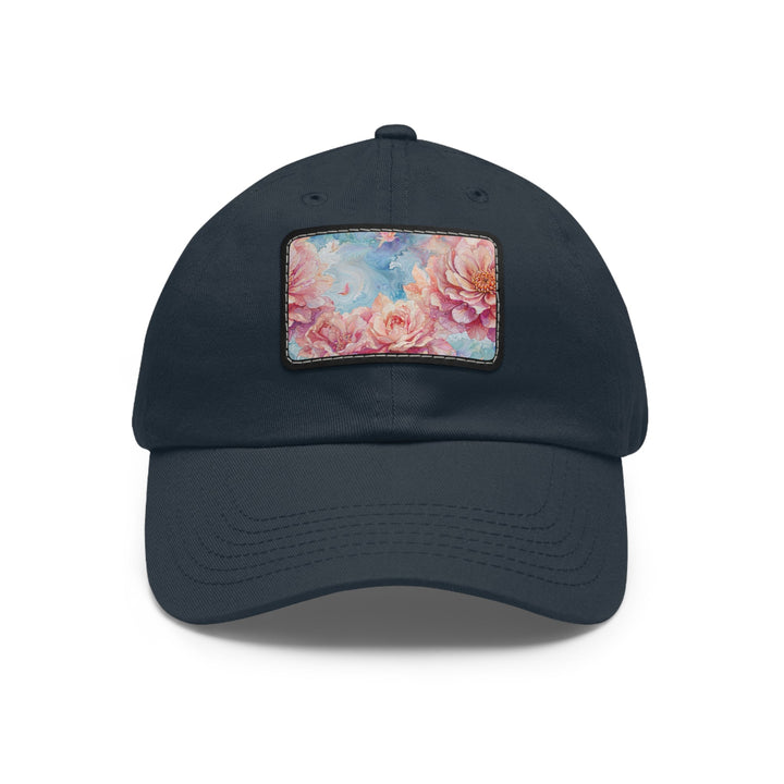 Ethereal Floral Whirl - Dad Hat - Hats - g(0D·IO) - Navy / Black patch - Rectangle - One size