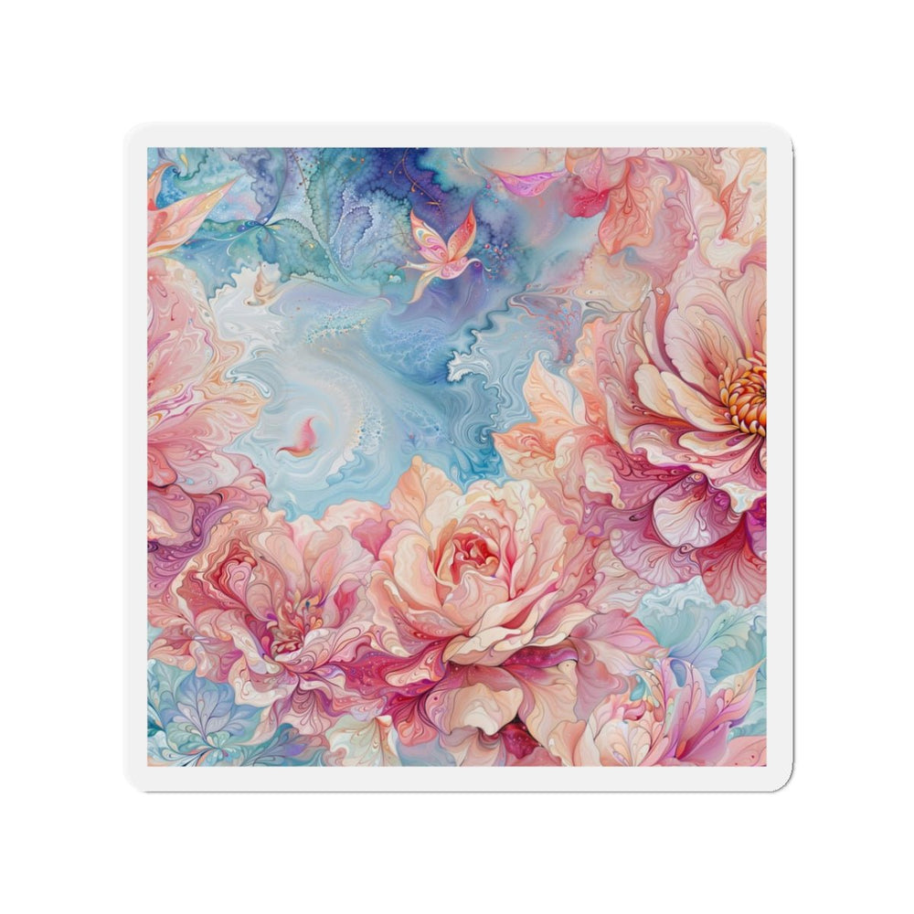 Ethereal Floral Whirl - Die-cut Magnet - Home Decor - g(0D·IO) - 3" x 3" - Die-Cut - 1 pc