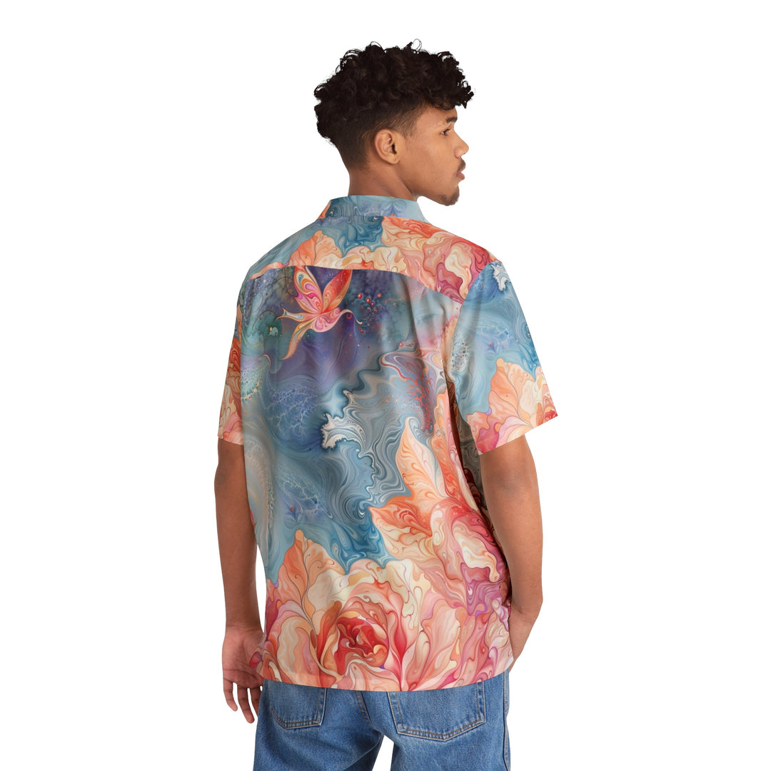 Ethereal Floral Whirl - Men's Hawaiian Shirt - All Over Prints - g(0D·IO) - S - Black -