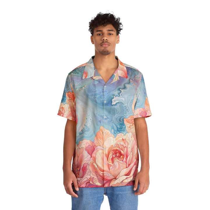 Ethereal Floral Whirl - Men's Hawaiian Shirt - All Over Prints - g(0D·IO) - S - Black -