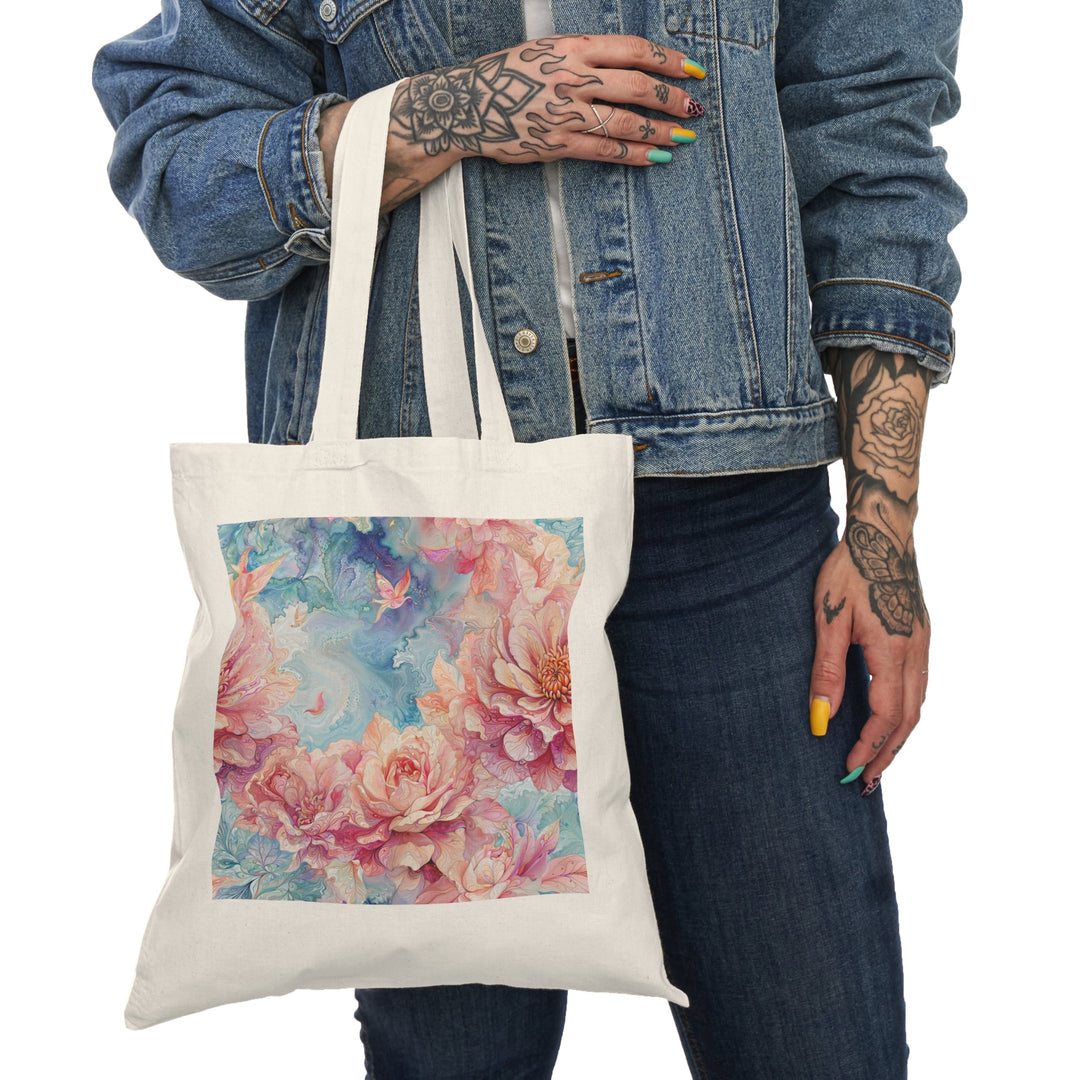 Ethereal Floral Whirl - Natural Tote Bag - Bags - g(0D·IO) - 15" x 16" - Natural -