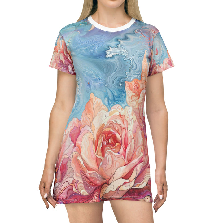 Ethereal Floral Whirl - T-Shirt Dress - All Over Prints - g(0D·IO) - XS - -