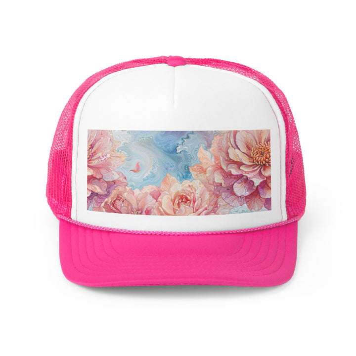 Ethereal Floral Whirl - Trucker Hat - Hats - g(0D·IO) - Pink - One size -