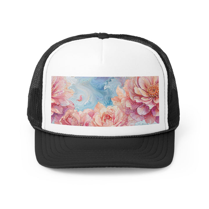 Ethereal Floral Whirl - Trucker Hat - Hats - g(0D·IO) - Black - One size -