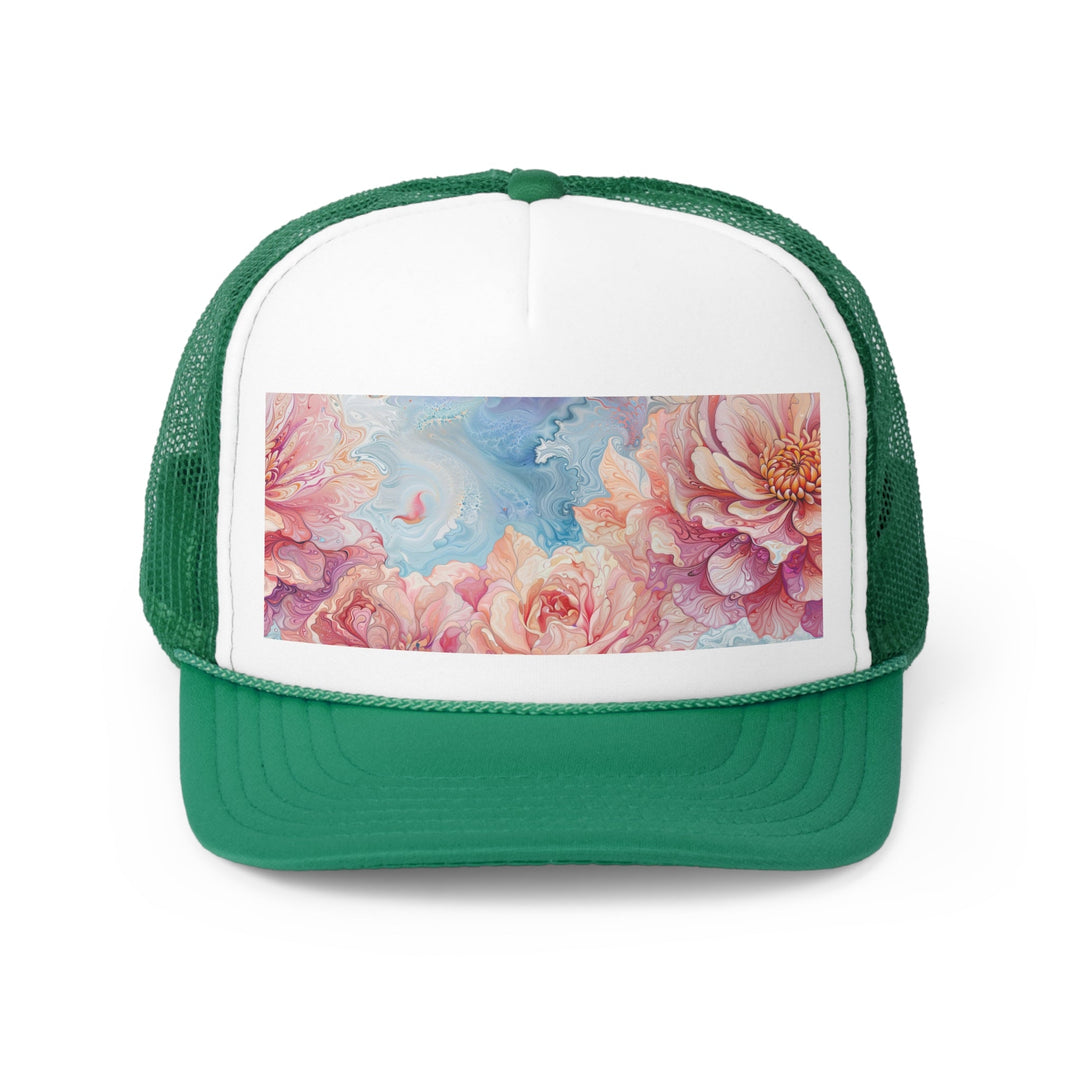 Ethereal Floral Whirl - Trucker Hat - Hats - g(0D·IO) - Green - One size -