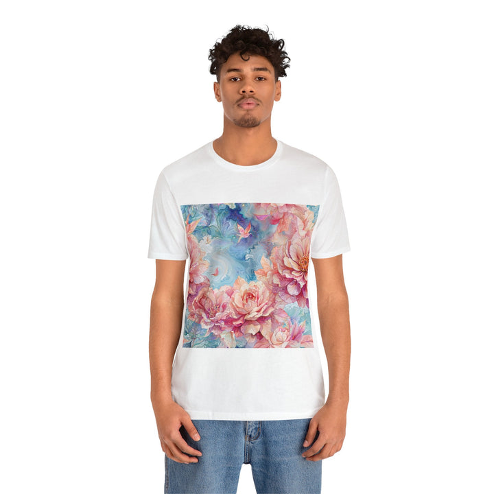 Ethereal Floral Whirl - Unisex Jersey Short Sleeve Tee - T-Shirt - g(0D·IO) - Black - S -