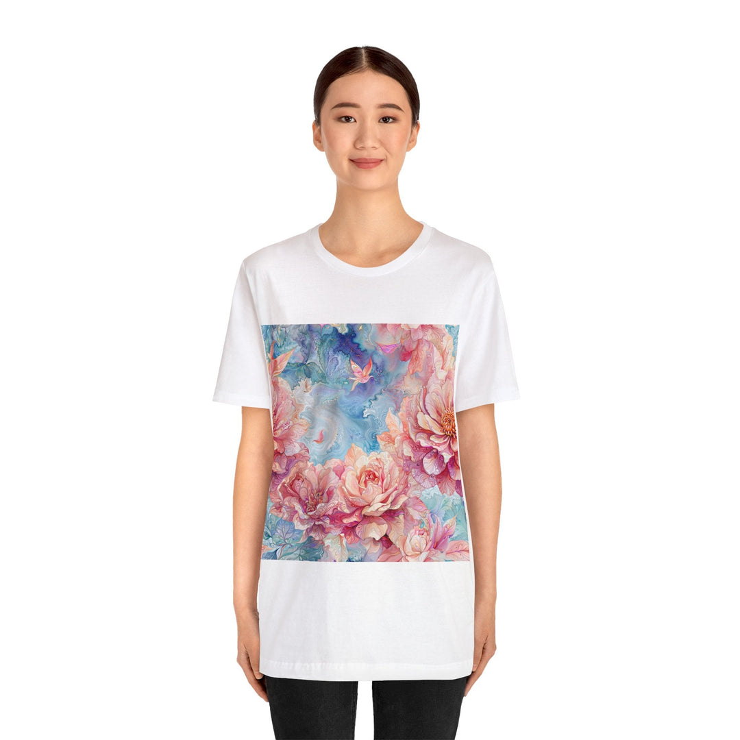 Ethereal Floral Whirl - Unisex Jersey Short Sleeve Tee - T-Shirt - g(0D·IO) - Black - S -