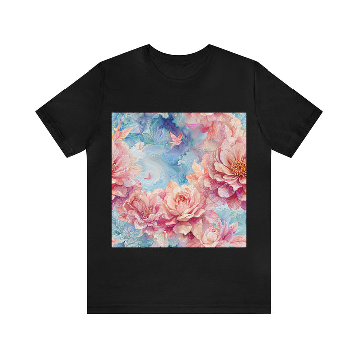 Ethereal Floral Whirl - Unisex Jersey Short Sleeve Tee - T-Shirt - g(0D·IO) - Black - S -