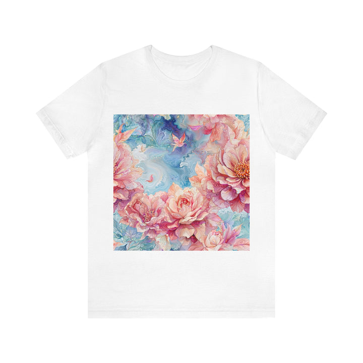 Ethereal Floral Whirl - Unisex Jersey Short Sleeve Tee - T-Shirt - g(0D·IO) - White - S -