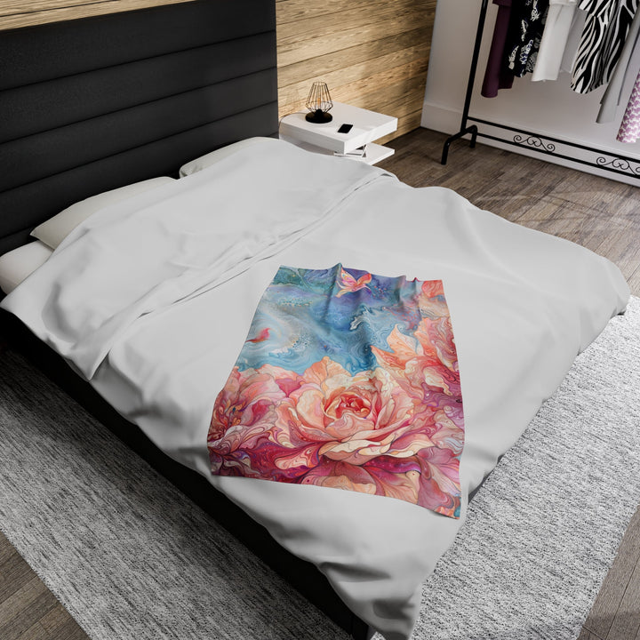 Ethereal Floral Whirl - Velveteen Plush Blanket - All Over Prints - g(0D·IO) - 30" × 40" - -