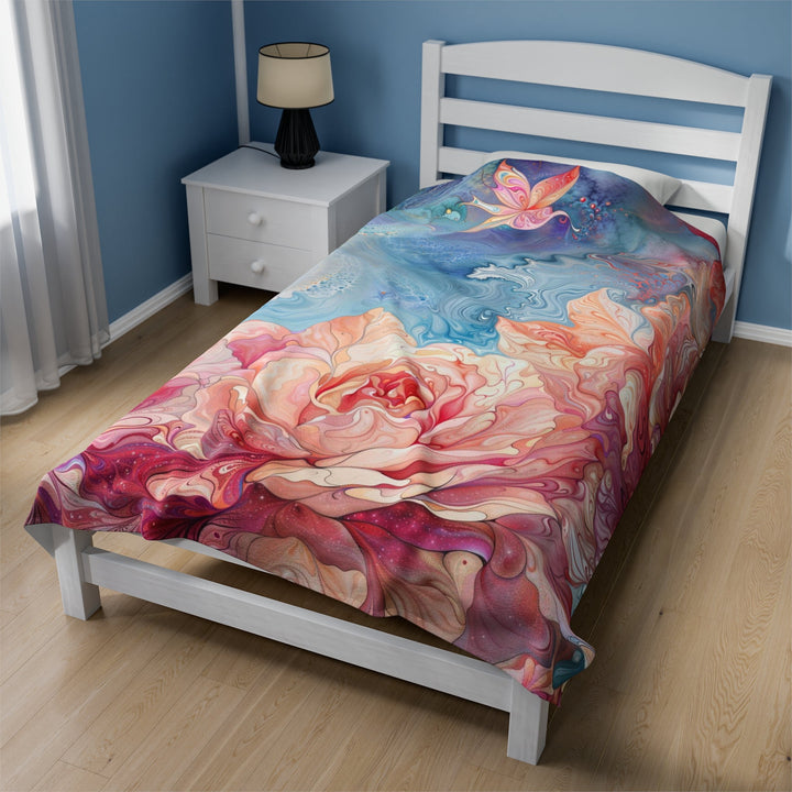 Ethereal Floral Whirl - Velveteen Plush Blanket - All Over Prints - g(0D·IO) - 30" × 40" - -