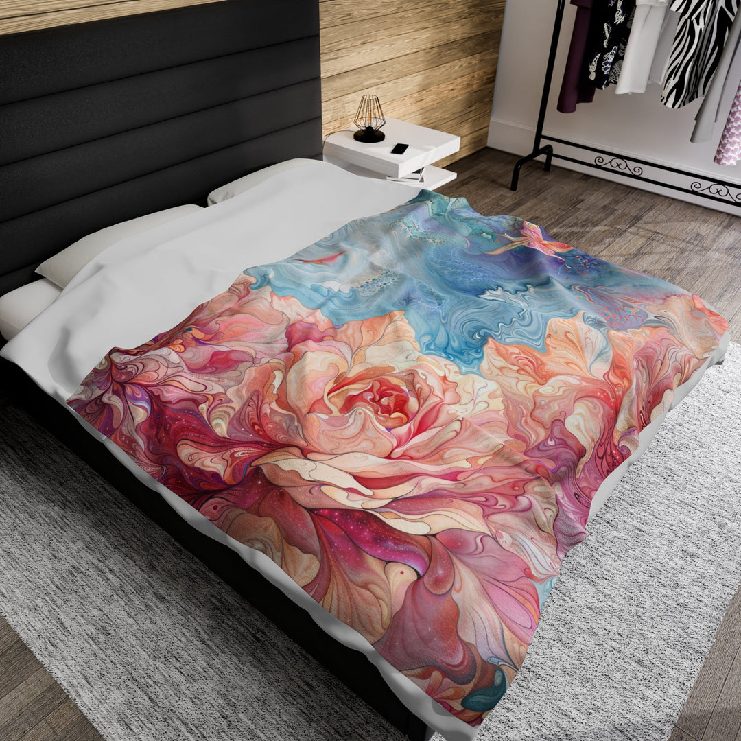 Ethereal Floral Whirl - Velveteen Plush Blanket - All Over Prints - g(0D·IO) - 30" × 40" - -