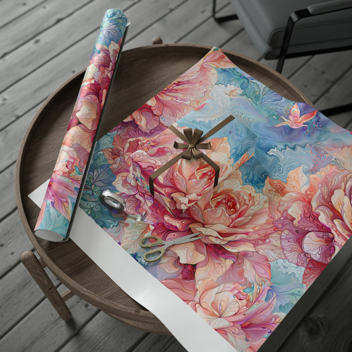 Ethereal Floral Whirl - Wrapping Paper - Home Decor - g(0D·IO) - 30'' x 72'' - Matte -