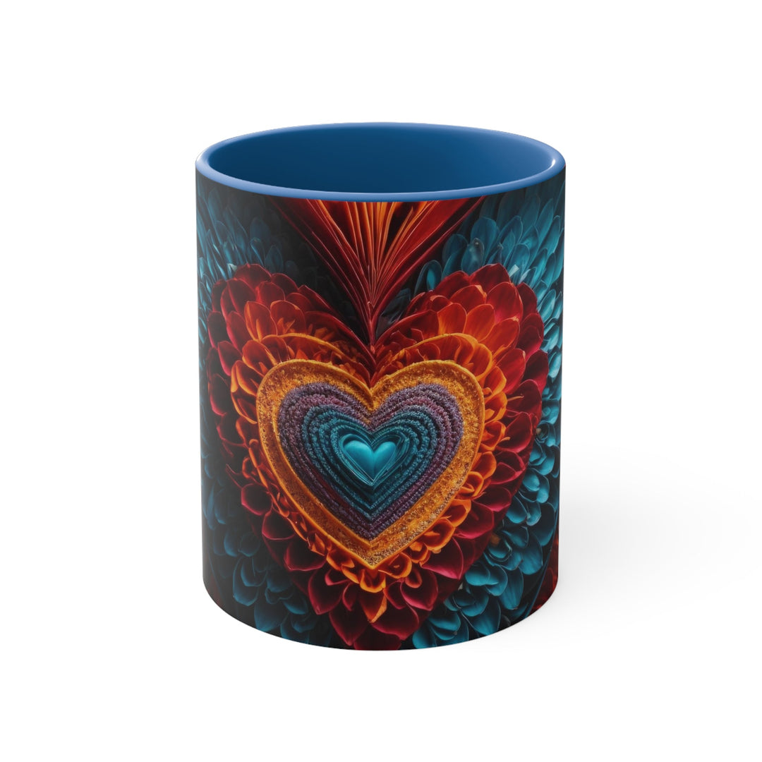 Ethereal Heart Mandala - Accent Coffee Mug - Mug - g(0D·IO) - Blue - 11oz -