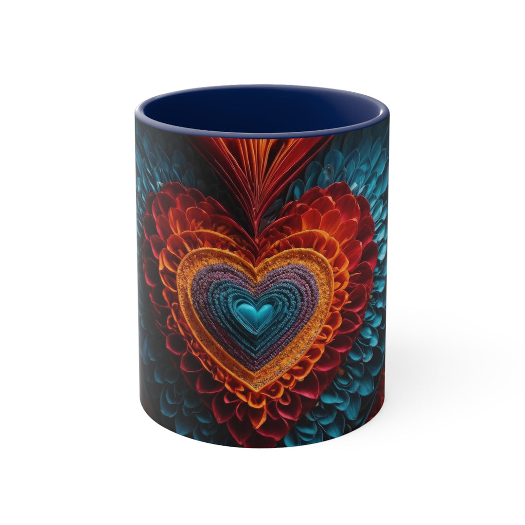 Ethereal Heart Mandala - Accent Coffee Mug - Mug - g(0D·IO) - Navy - 11oz -