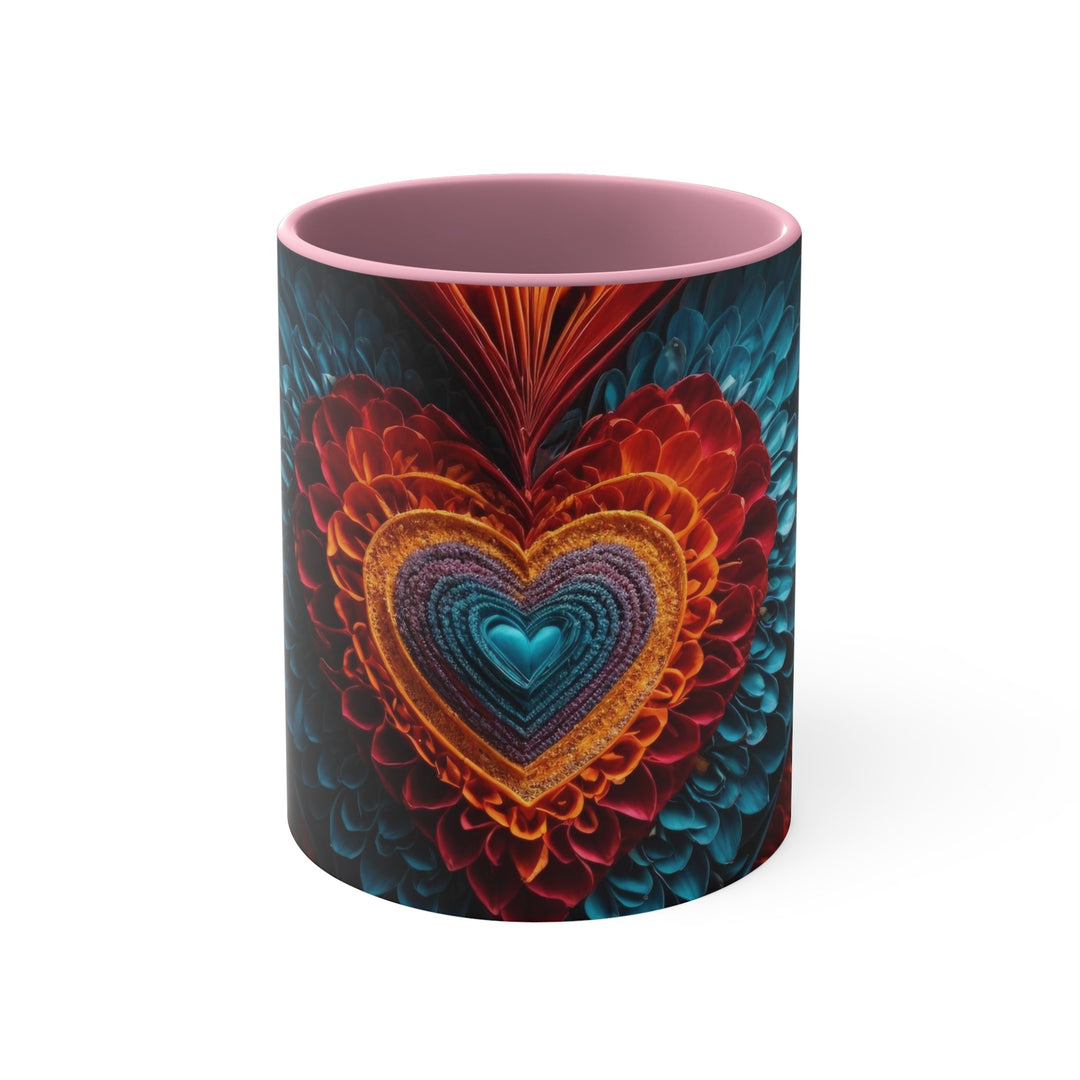 Ethereal Heart Mandala - Accent Coffee Mug - Mug - g(0D·IO) - Pink - 11oz -