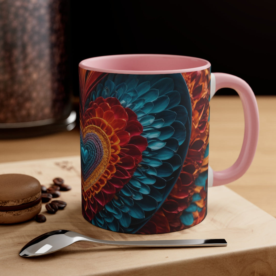 Ethereal Heart Mandala - Accent Coffee Mug - Mug - g(0D·IO) - Pink - 11oz -