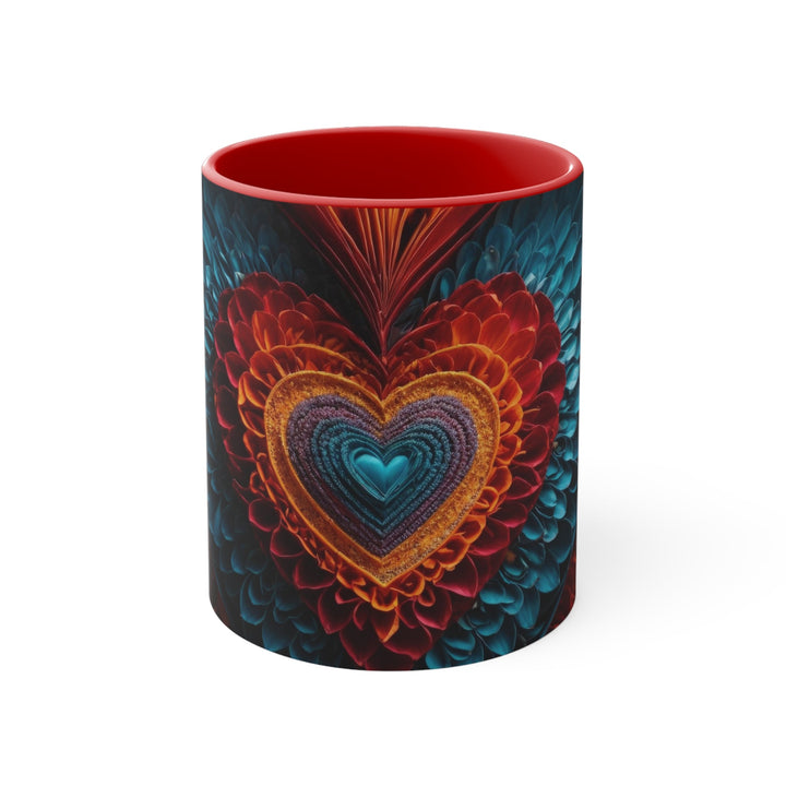 Ethereal Heart Mandala - Accent Coffee Mug - Mug - g(0D·IO) - Red - 11oz -