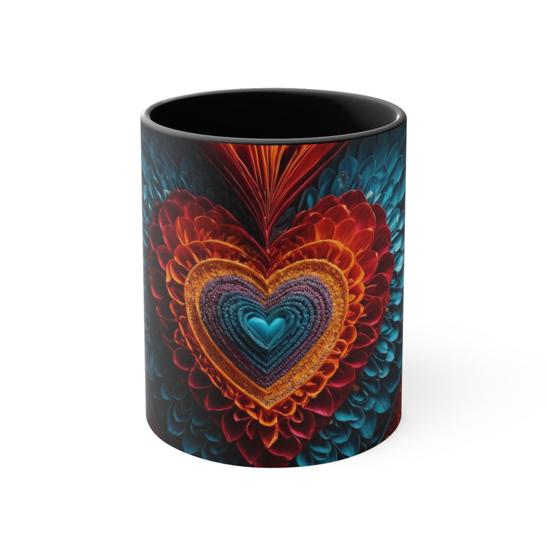 Ethereal Heart Mandala - Accent Coffee Mug - Mug - g(0D·IO) - Black - 11oz -