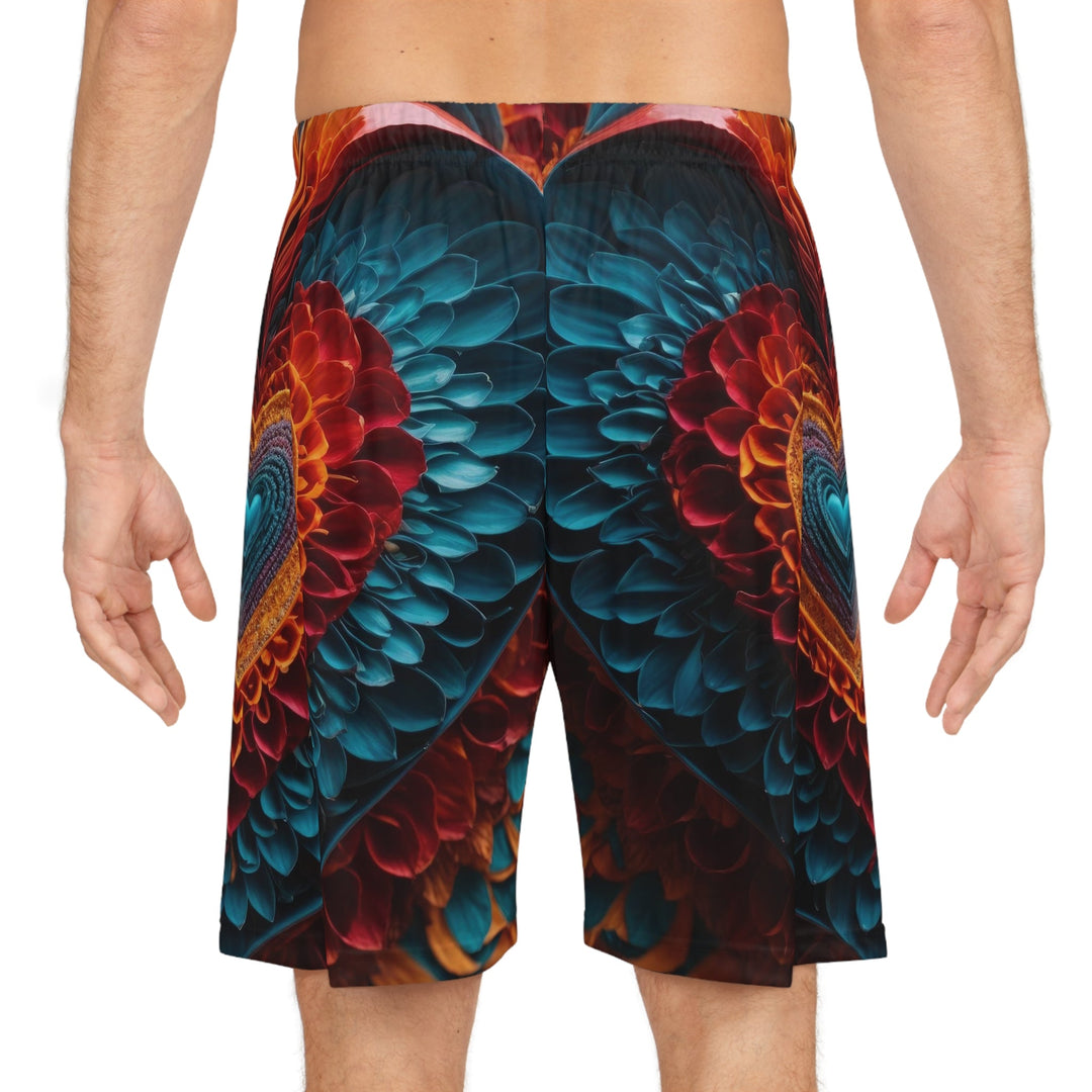 Ethereal Heart Mandala - AOP Basketball Shorts - All Over Prints - g(0D·IO) - Seam thread color automatically matched to design - XS -