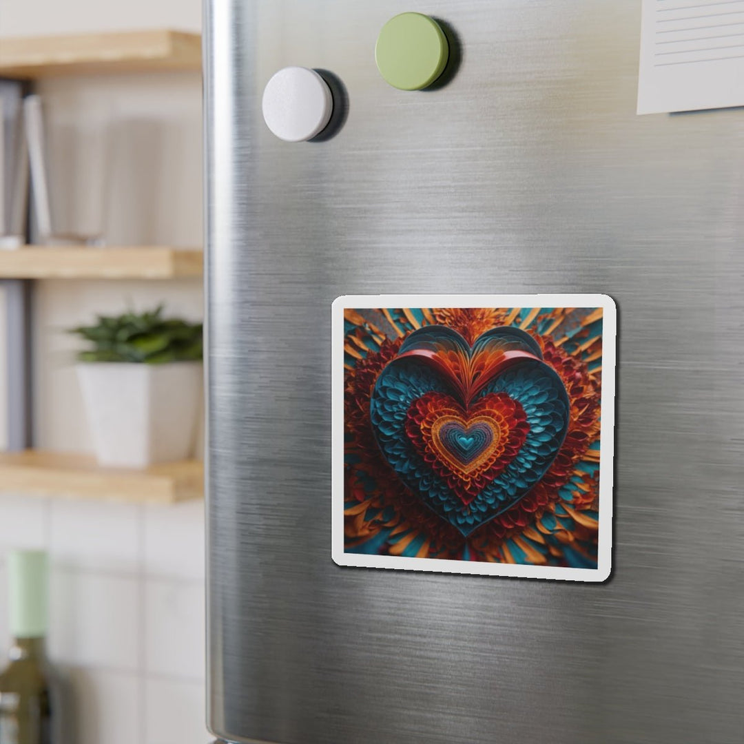Ethereal Heart Mandala - Die-cut Magnet - Home Decor - g(0D·IO) - 6 × 6" - Die-Cut - 1 pc
