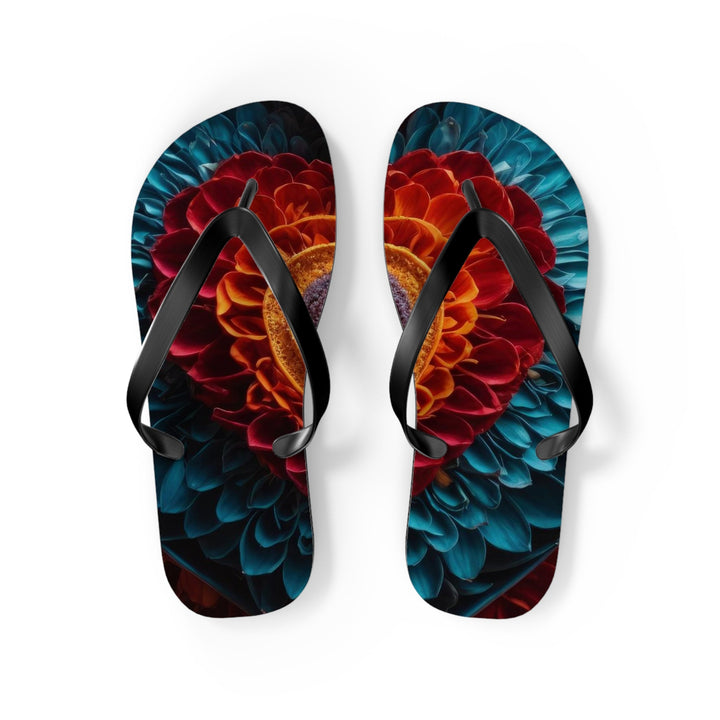 Ethereal Heart Mandala - Flip Flops - Shoes - g(0D·IO) - M - Black sole -